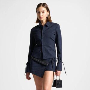 Maniere De Voir navy pinstripe skort shirt set